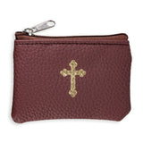 Leatherette Textured Zipper Rosary Pouch