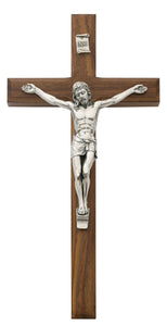 10" Beveled Walnut Wall Crucifix