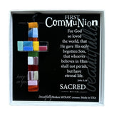 First Communion Cross: Handmade Glass - 3 Color Options