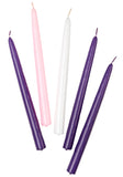 10" Advent 5 Candle Set Purple Pink & White