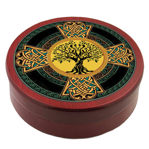 Celtic Cross Tree of Life Velvet Lined Keepsake Box