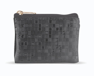 Black Mosaic Patterned Zipper Rosary Pouch