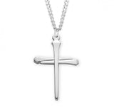 SS Large Spike Nail Cross Necklace 24 Inch Chain