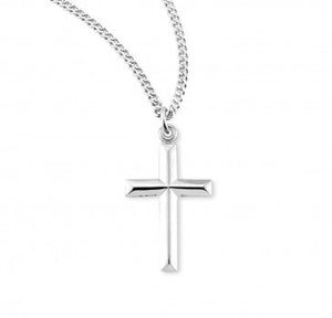 Sterling Silver Angle Edged Cross 18 Inch Chain