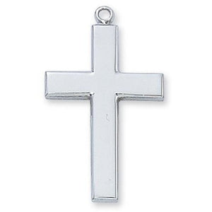 Large SS Cross Necklace 24 Inch Chain